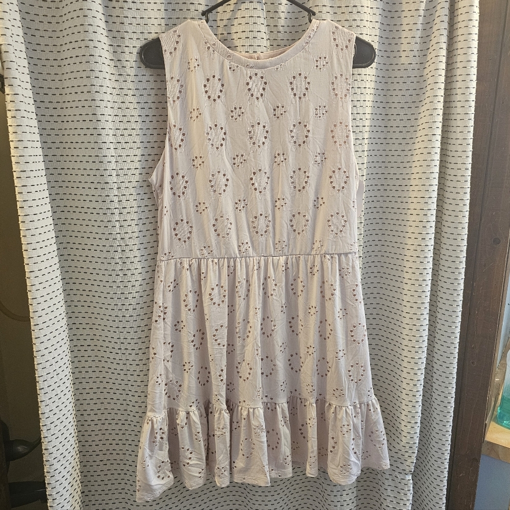 As U Wish Sleeveless Eyelet Mini Dress - Light Pink